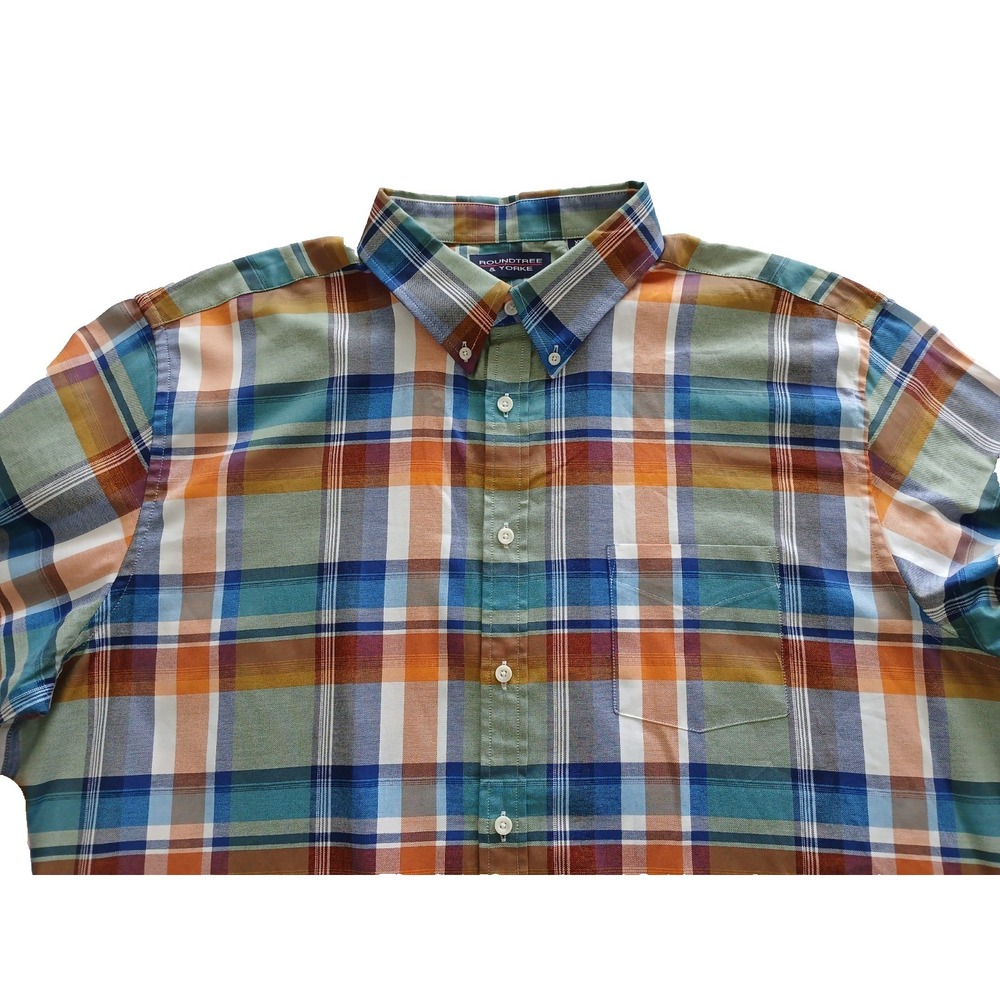 Roundtree & Yorke Multi-Colored Plaid Button-Down Shirt Men's Size 2XL